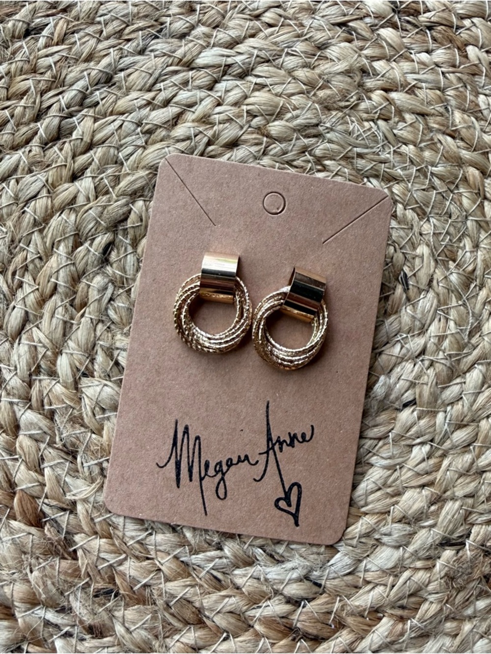 Textured Gold Loop Drop Earrings for Women